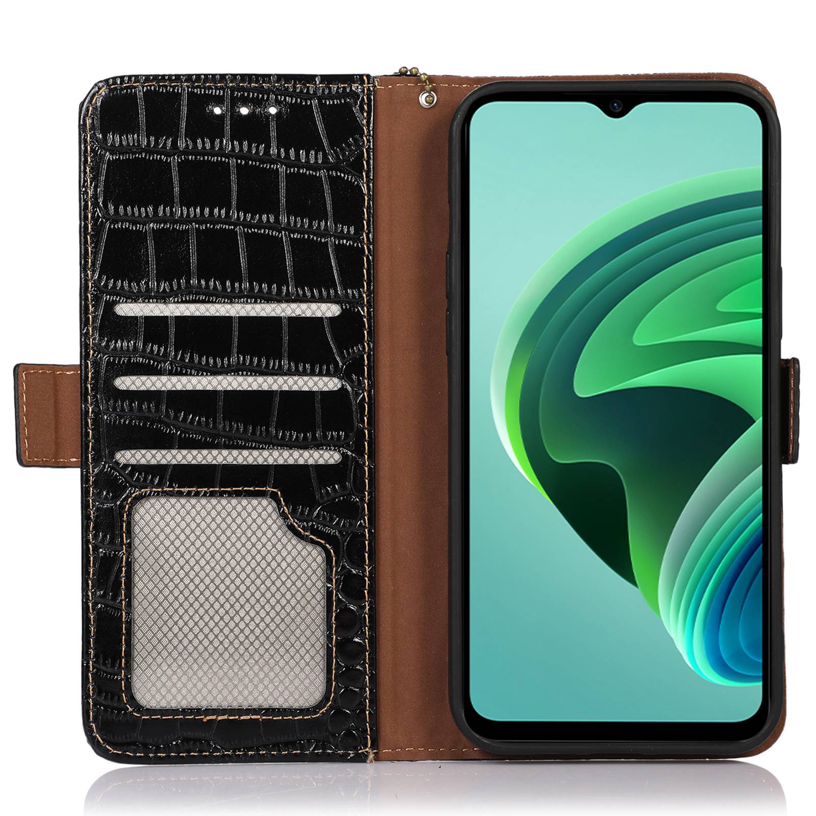 For Xiaomi Redmi Note 13R Pro 5G Phone Case Genuine Cow Leather Cover with Wallet Stand - Black For Xiaomi Redmi Note 13R Pro 5G Phone Case Genuine Cow Leather Cover with Wallet Stand - Black